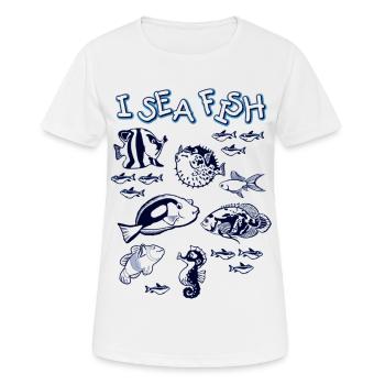 je poisson de mer - T-shirt respirant Femme - blanc - Devant - AI Model Female 172 dark (172cm)