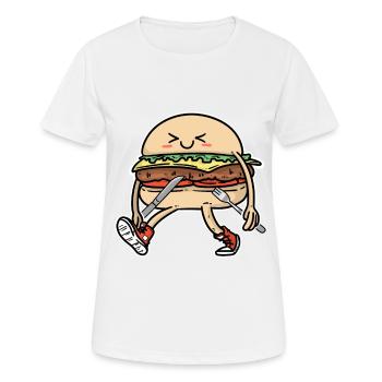 Kawaii Burger avec couteau et fourchette Fantasy Geek - T-shirt respirant Femme - blanc - Devant - AI Model Female 172 dark (172cm)