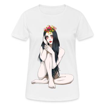 Blumenkind Fantasy sexy Girl nackte Frau Elfe - Frauen T-Shirt atmungsaktiv - Weiß - Vorne - AI Model Female 172 dark (172cm)