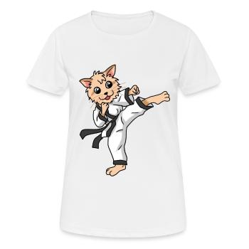 Karate Cat Martial Arts Animals - Women's Breathable T-Shirt - white - Front - AI Model Female 172 dark (172cm)