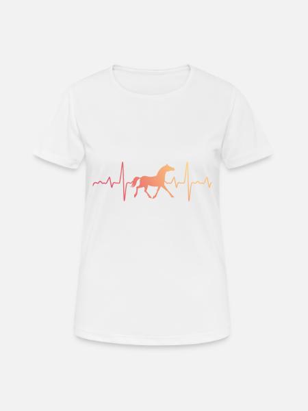 Pferd Herz EKG Herzschlag - Frauen T-Shirt atmungsaktiv - Weiß