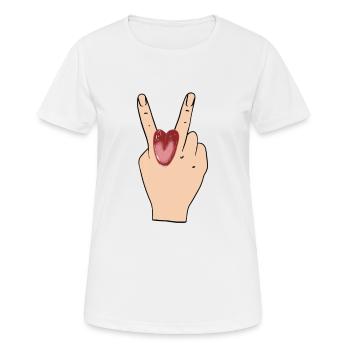 Oral Verkehr Sex lecken Zunge Finger zeichen - Frauen T-Shirt atmungsaktiv - Weiß - Vorne - AI Model Female 172 dark (172cm)