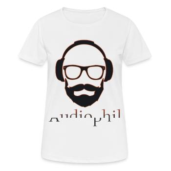Casque audiophile musique idée cadeau fou - T-shirt respirant Femme - blanc - Devant - AI Model Female 172 dark (172cm)