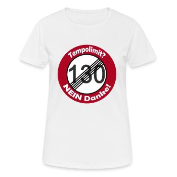 Gegen Tempolimit 130 kmh Auf Deutschen Autobahnen - Frauen T-Shirt atmungsaktiv - Weiß - Vorne - AI Model Female 172 dark (172cm)