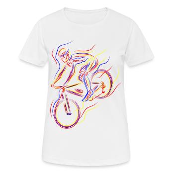 Radfahrer Malen Radfahrer Radfahren Radfahren - Frauen T-Shirt atmungsaktiv - Weiß - Vorne - AI Model Female 172 dark (172cm)