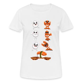 Lustige Kawaii Sushi Fusion - Frauen T-Shirt atmungsaktiv - Weiß - Vorne - AI Model Female 172 dark (172cm)