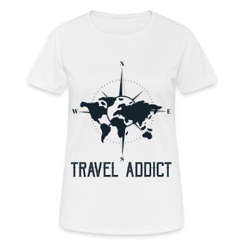 Weltreise-Süchtige Reisende Reisende Thematisch - Frauen T-Shirt atmungsaktiv - Weiß - Vorne - AI Model Female 172 dark (172cm)
