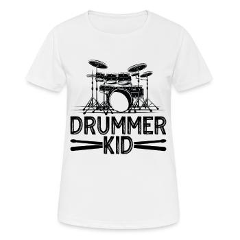 Percussion Design Pour batteur Drummer Kid - T-shirt respirant Femme - blanc - Devant - AI Model Female 172 dark (172cm)