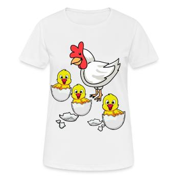 Coquille d’œuf Chick Poulet Poulets Oeuf de Pâques - T-shirt respirant Femme - blanc - Devant - AI Model Female 172 dark (172cm)