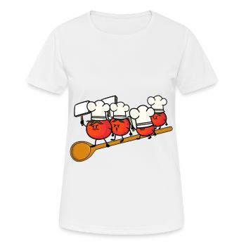 Koch Küchen Demonstration Tomaten Gastronomie Job - Frauen T-Shirt atmungsaktiv - Weiß - Vorne - AI Model Female 172 dark (172cm)