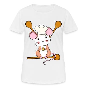 Culinary Art Mouse Cooking Spoon Kitchen Cook Cook Child - Women's Breathable T-Shirt - white - Front - AI Model Female 172 dark (172cm)