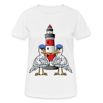 Mouettes maritimes Oiseaux de mer Phare Côte Oiseaux de mer - T-shirt respirant Femme - blanc - Devant - AI Model Female 172 dark (172cm)