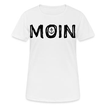 Moin Gruß Begrüßung Geschenkideen - Frauen T-Shirt atmungsaktiv - Weiß - Vorne - AI Model Female 172 dark (172cm)