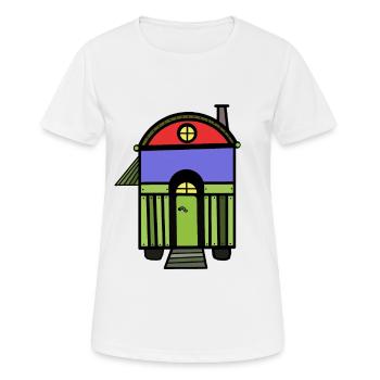 Bauwagen Hütte Wohnmobil Campingwagen wohnen Haus - Frauen T-Shirt atmungsaktiv - Weiß - Vorne - AI Model Female 172 dark (172cm)