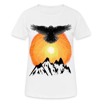 Rayons de soleil Raven Mountains Au-delà de la nature Soleil - T-shirt respirant Femme - blanc - Devant - AI Model Female 172 dark (172cm)
