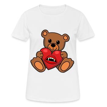 Teddy Heart Vampire Horreur Halloween Suceur de sang - T-shirt respirant Femme - blanc - Devant - AI Model Female 172 dark (172cm)