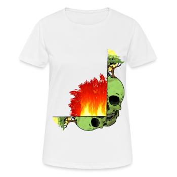 Crâne Changement Climatique Flamme Flamme Enfer Terre - T-shirt respirant Femme - blanc - Devant - AI Model Female 172 dark (172cm)