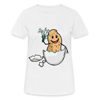 Pâques Cacahuète Printemps Oeuf de Pâques Flore Coquille d’œuf - T-shirt respirant Femme - blanc - Devant - AI Model Female 172 dark (172cm)