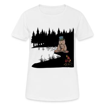 Nature sauvage Ours brun Ange Pêcheur Lac Amoureux de la nature - T-shirt respirant Femme - blanc - Devant - AI Model Female 172 dark (172cm)