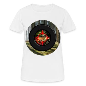 Un cerf vu à travers la lunette - T-shirt respirant Femme - blanc - Devant - AI Model Female 172 dark (172cm)