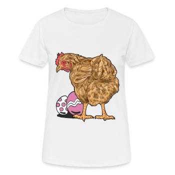 Huhn Federvieh Geflügel Eier Ei Ostern Osterei - Frauen T-Shirt atmungsaktiv - Weiß - Vorne - AI Model Female 172 dark (172cm)
