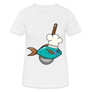 Poisson Poisson Chef Chapeau De Soupe Louche - T-shirt respirant Femme - blanc - Devant - AI Model Female 172 dark (172cm)