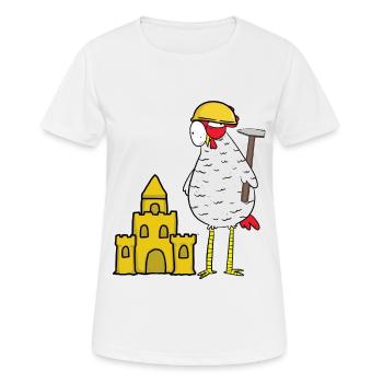 Craftsman Chicken Sandcastle Construction Site Building Builder - Women's Breathable T-Shirt - white - Front - AI Model Female 172 dark (172cm)
