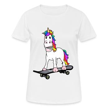 Licorne Skater Skateboard Ados Enfant - T-shirt respirant Femme - blanc - Devant - AI Model Female 172 dark (172cm)