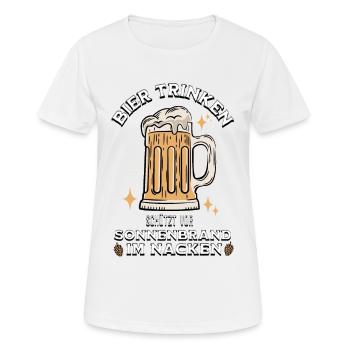 Boire de la bière protège contre les coups de soleil dans le cou - T-shirt respirant Femme - blanc - Devant - AI Model Female 172 dark (172cm)