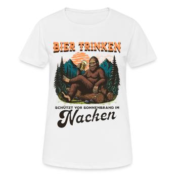 Boire de la bière protège contre les coups de soleil dans le cou - T-shirt respirant Femme - blanc - Devant - AI Model Female 172 dark (172cm)