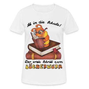 Niedlicher Bücherwurm Geschenk Lesen Schulkind - Frauen T-Shirt atmungsaktiv - Weiß - Vorne - AI Model Female 172 dark (172cm)
