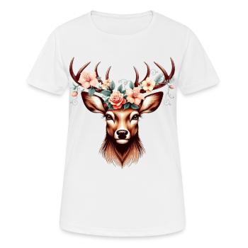 Trachtenshirt Damen Trachten T-Shirt Hirsch Outfit - Frauen T-Shirt atmungsaktiv - Weiß - Vorne - AI Model Female 172 dark (172cm)