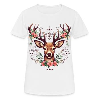 Dirndl Shirt Damen Trachtenshirt Hirsch Tracht - Frauen T-Shirt atmungsaktiv - Weiß - Vorne - AI Model Female 172 dark (172cm)