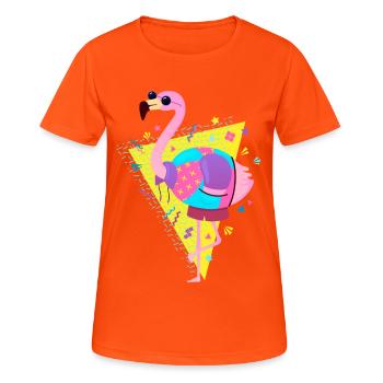 80s Style Flamingo With Sunglasses - Women's Breathable T-Shirt - neon orange - Front - AI Model Female 172 dark (172cm)