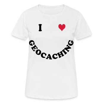 Geocaching - Frauen T-Shirt atmungsaktiv - Weiß - Vorne - AI Model Female 172 dark (172cm)