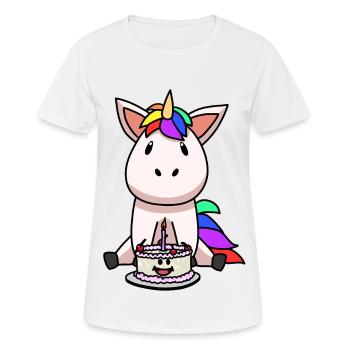Licorne Gâteau d’anniversaire Gâteau enfant - T-shirt respirant Femme - blanc - Devant - AI Model Female 172 dark (172cm)