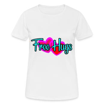 Free hugs! Liebe Zuneigung Umarmung Vertrauen - Frauen T-Shirt atmungsaktiv - Weiß - Vorne - AI Model Female 172 dark (172cm)