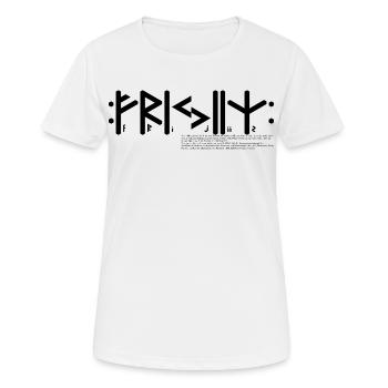 Friese(n) "Frijiiz" germ. Stamm, Text & Info - Frauen T-Shirt atmungsaktiv - Weiß - Vorne - AI Model Female 172 dark (172cm)