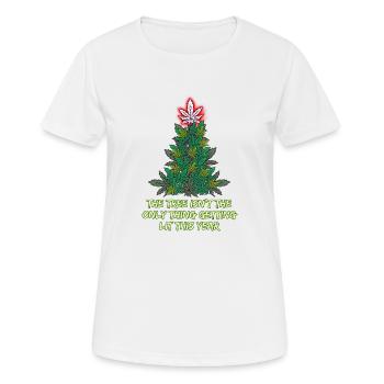 Arbre de Noël Weed Cannabis Marijuana Chanvre - T-shirt respirant Femme - blanc - Devant - AI Model Female 172 dark (172cm)