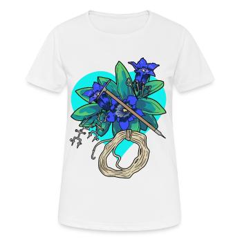 Coeur Gentiane Outdoor Alpinisme Montagnes Escalade - T-shirt respirant Femme - blanc - Devant - AI Model Female 172 dark (172cm)
