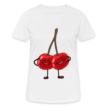 Fruits Fruits Fruits tropicaux Fruits Fantasy cerises - T-shirt respirant Femme - blanc - Devant - AI Model Female 172 dark (172cm)