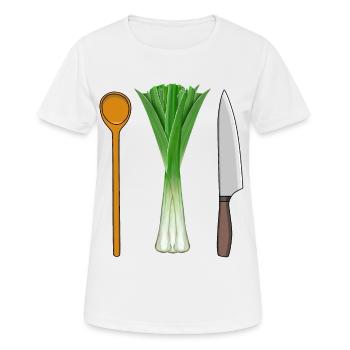 Poireaux Cuisine végétarienne Cuillère en bois Travail Professions - T-shirt respirant Femme - blanc - Devant - AI Model Female 172 dark (172cm)