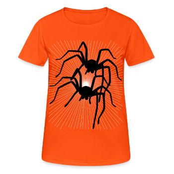 Spinne Spinnen Tiere Kriechen krabbeln Ekel Horror - Frauen T-Shirt atmungsaktiv - Neonorange - Vorne - AI Model Female 172 dark (172cm)