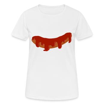 Currywurst - Frauen T-Shirt atmungsaktiv - Weiß - Vorne - AI Model Female 172 dark (172cm)