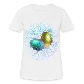 Frohe Ostern, Ostereier, 3D Design Ei - Frauen T-Shirt atmungsaktiv - Weiß - Vorne - AI Model Female 172 dark (172cm)