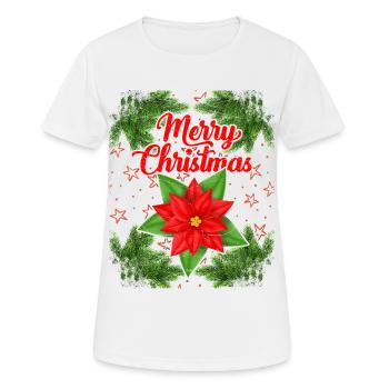 Branches de Noël, poinsettia, motif de Noël - T-shirt respirant Femme - blanc - Devant - AI Model Female 172 dark (172cm)