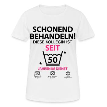 50 jähriges Arbeit Jubiläum für Kollegin - Frauen T-Shirt atmungsaktiv - Weiß - Vorne - AI Model Female 172 dark (172cm)