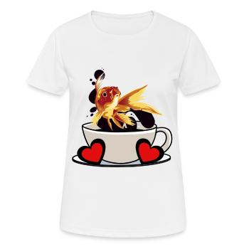 Pause-café Poisson Caféine Rafraîchissement Fantaisie - T-shirt respirant Femme - blanc - Devant - AI Model Female 172 dark (172cm)