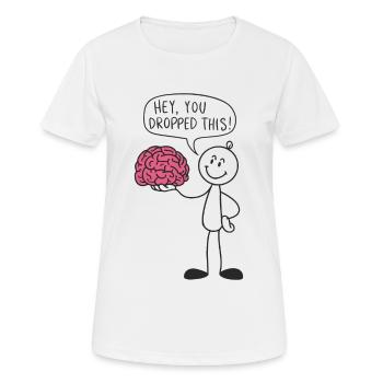 Strichmännchen mit Gehirn Lustiger Spruch - Frauen T-Shirt atmungsaktiv - Weiß - Vorne - AI Model Female 172 dark (172cm)