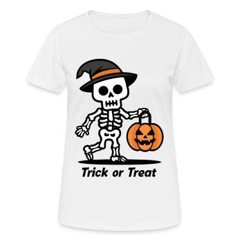 Squelette mignon avec citrouille lanterne Halloween - T-shirt respirant Femme - blanc - Devant - AI Model Female 172 dark (172cm)